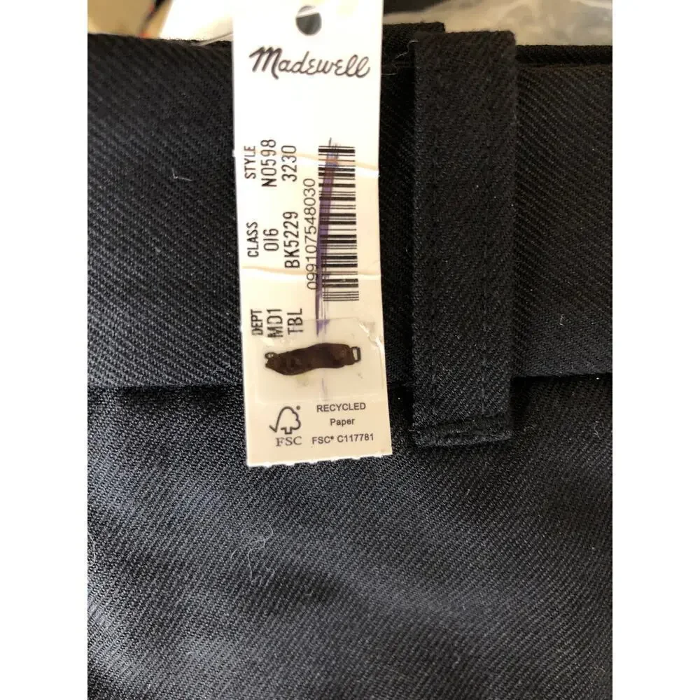 Madewell Cotton-Wool Blend Trousers Dress Pants True Black NWT Mens W 32 L 30